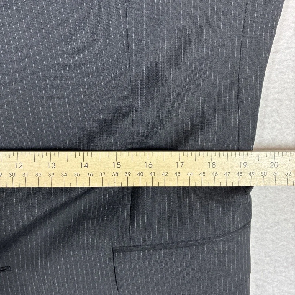 Z Zegna Mens Black Pinstripe Suit Jacket Blazer Two Button Notch Lapel 52R